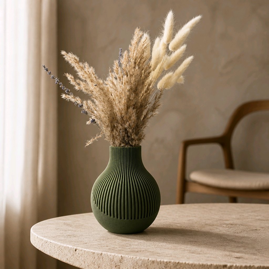 Ribbed Sphere Vase — Sage